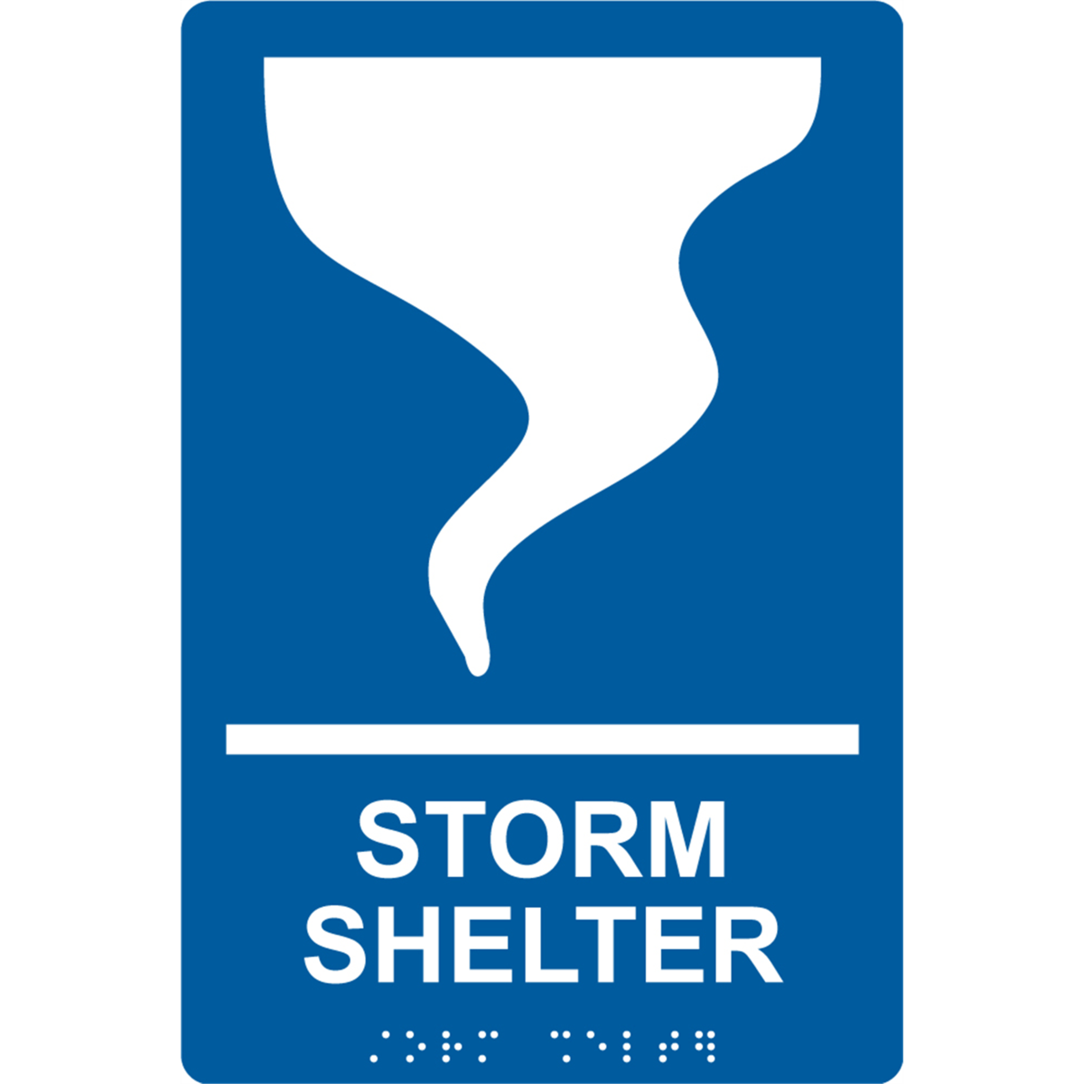 Accuform Braille Sign, Storm Shelter, 9" X 6", Plastic, Blue, PAD129BU